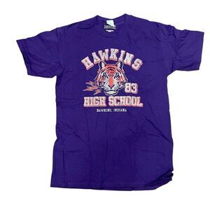 Stranger Things Mens Hawkins High School TShirt M Purple Fan Merch Netflix SciFi